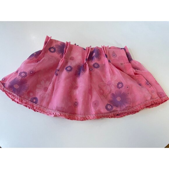 Vintage 70s valance curtain, pink, purple daisies, swag ruffled panel - Picture 8 of 10